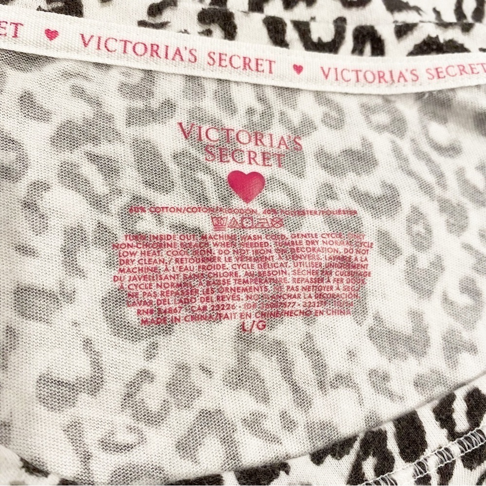 Victorias’s Secret | Leopard Print Tunic Loungewear White Black Size Large - Picture 4 of 5